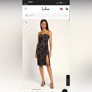 Lulus black lace cocktail dress NWT